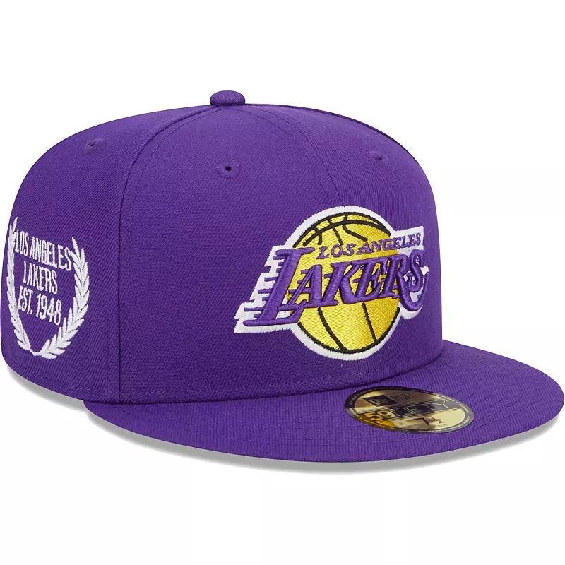 Mens New Era Purple Los Angeles Lakers Camo Undervisor Laurels 59FIFTY Fitted Hat Product Image