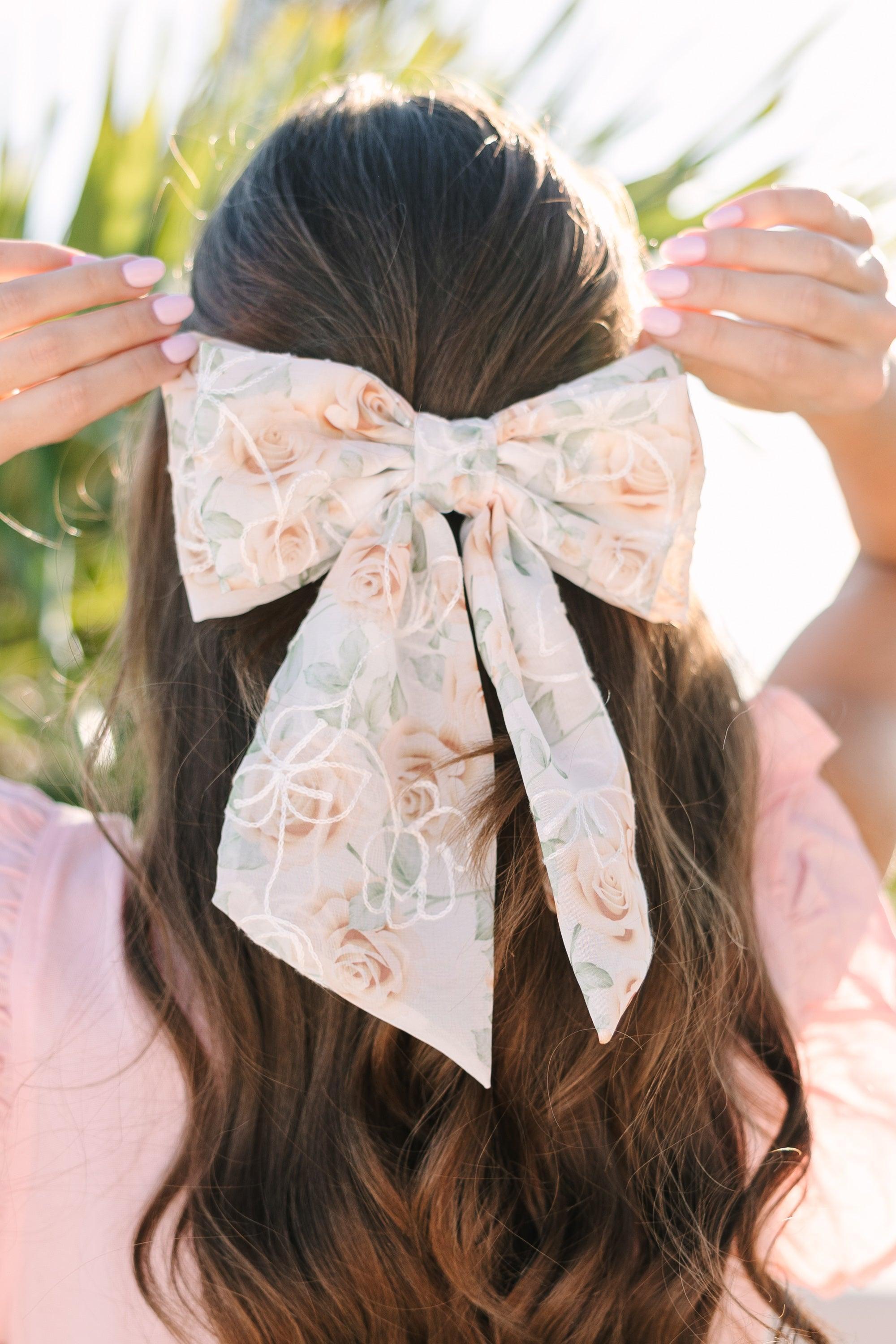 Bohemian Gemme: Peach Floral Hair Bow Female Product Image