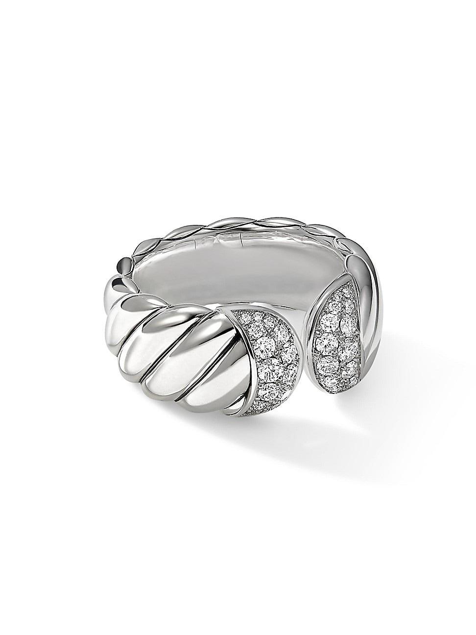 Womens Sculpted Cable Ring With Diamonds Product Image