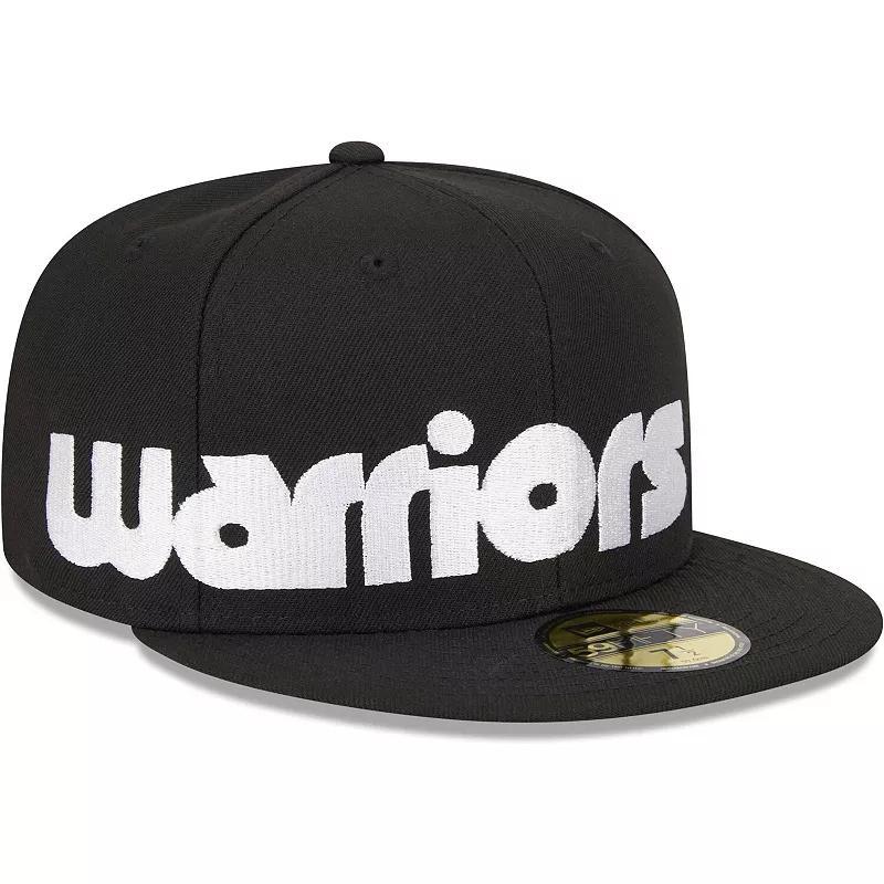 Mens New Era Black Golden State Warriors Checkerboard Uv 59FIFTY Fitted Hat Product Image