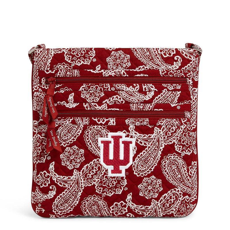 Vera Bradley Collegiate Triple Zip Hipster Crossbody Bag Women in Cardinal/White Bandana with Indiana University Logo Red/White Product Image