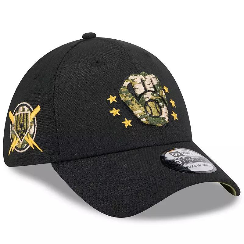 New Era Mens Black Milwaukee Brewers 2024 Armed Forces Day 39THIRTY Flex Hat Product Image