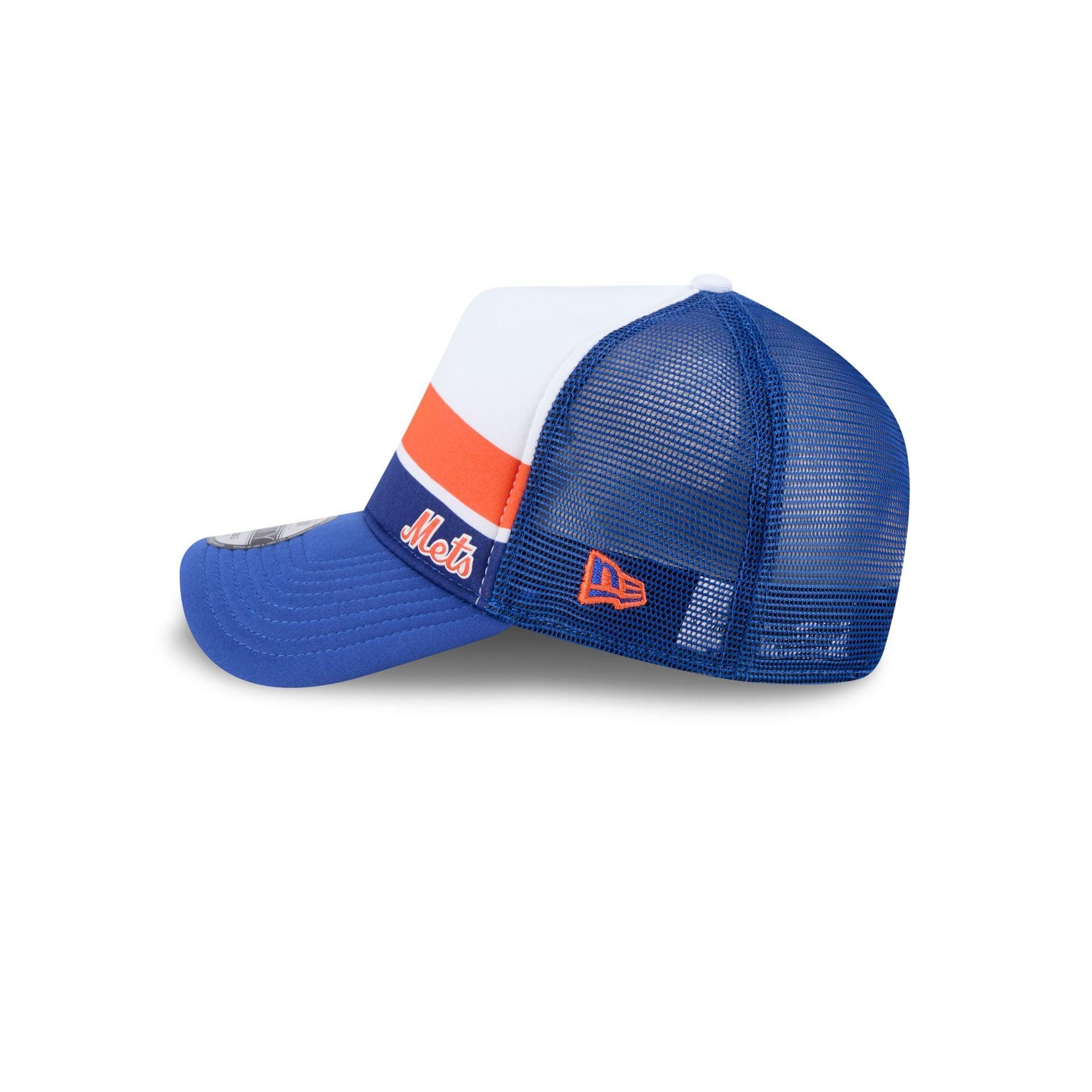 New York Mets Color Block 9FORTY A-Frame Trucker Snapback Hat Male Product Image