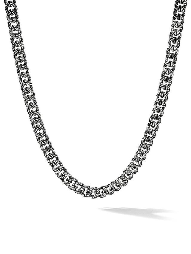 Mens Curb Chain Necklace with Pav Black Diamonds Product Image