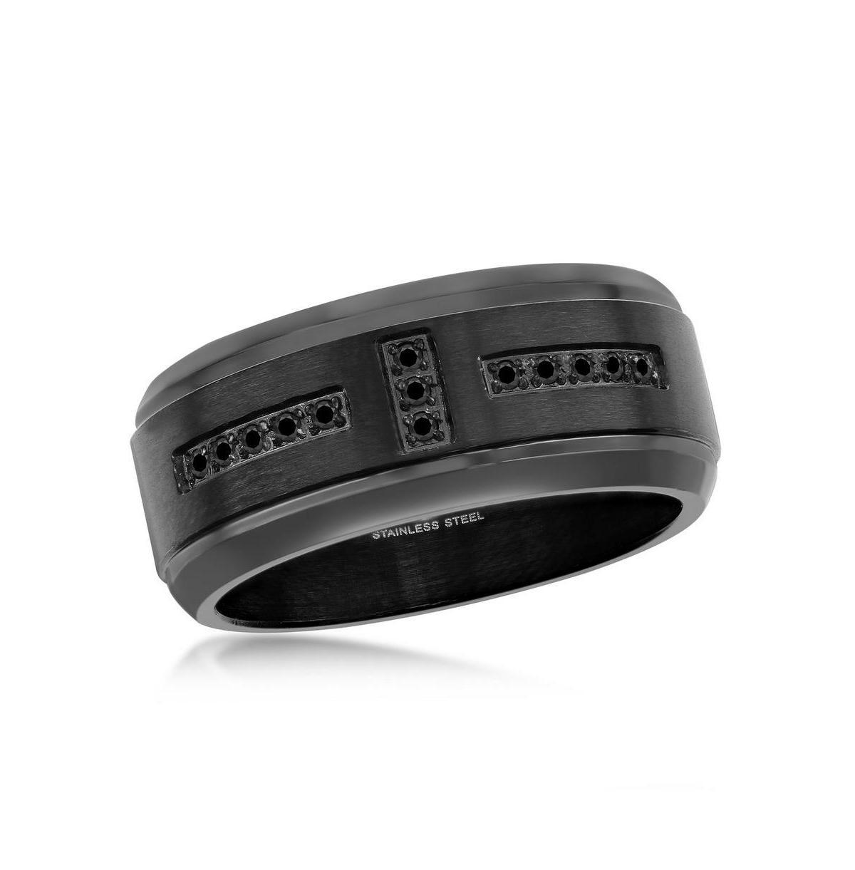 Metallo Stainless Steel Black Cz Band Ring Plated Product Image