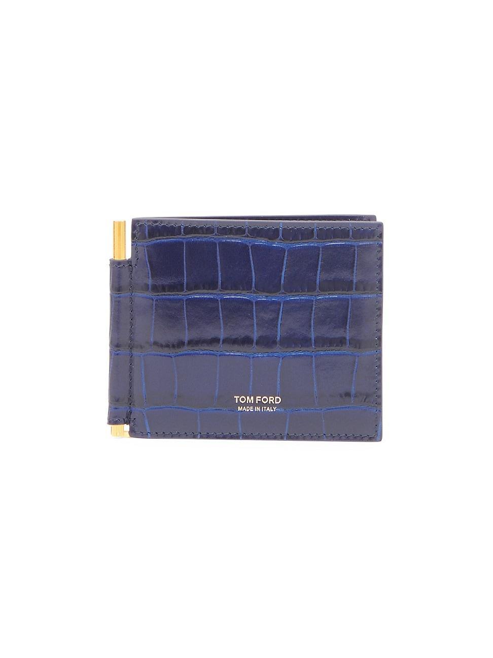 Mens Crocodile-Embossed Leather Bifold Wallet Product Image