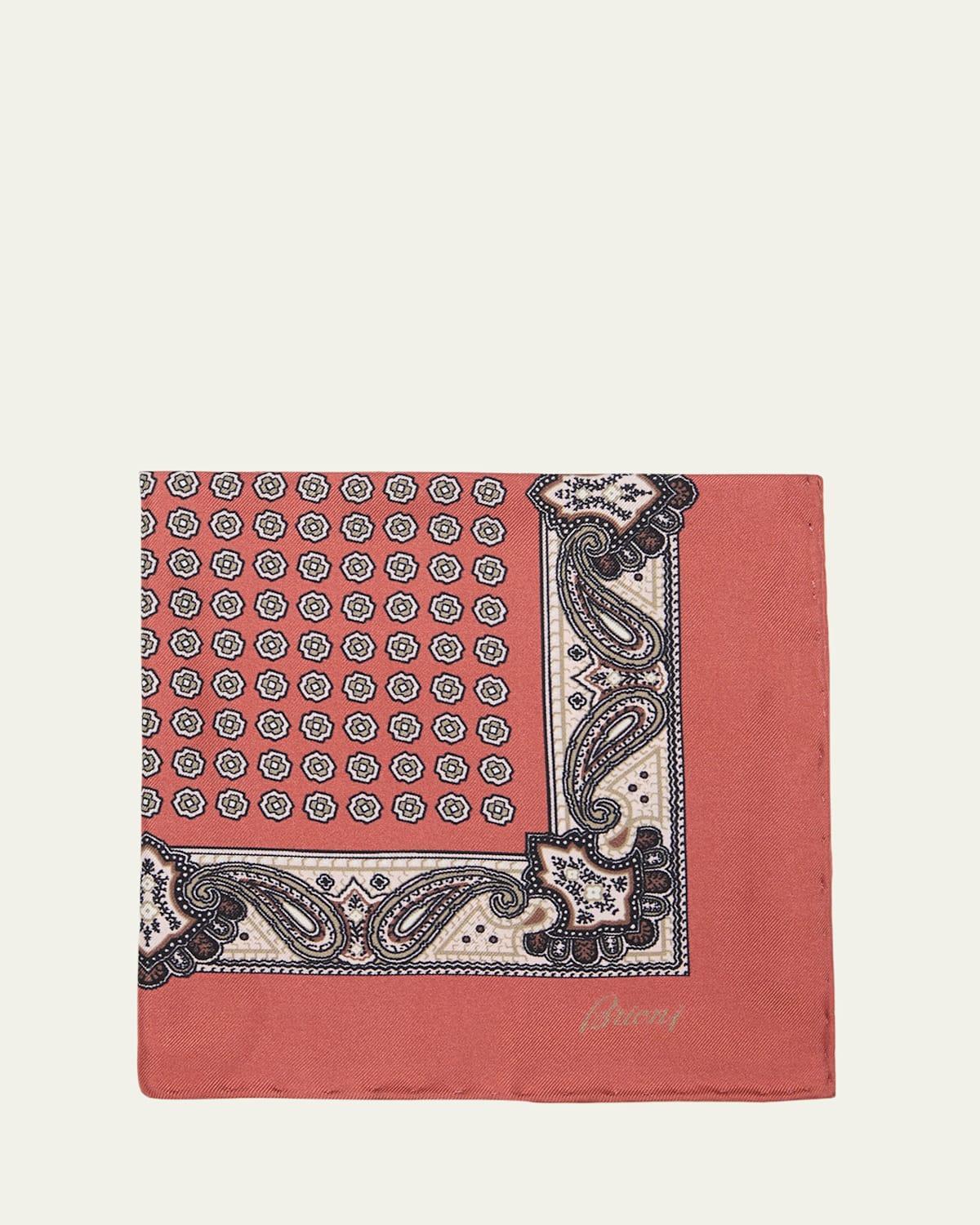 Mens Geometric-Paisley Silk Pocket Square Product Image