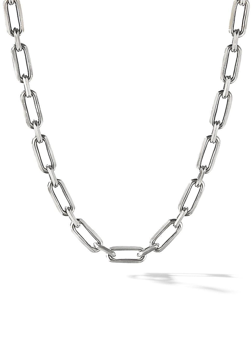 Mens Sterling Silver Elongated Open Link Chain Necklace Product Image