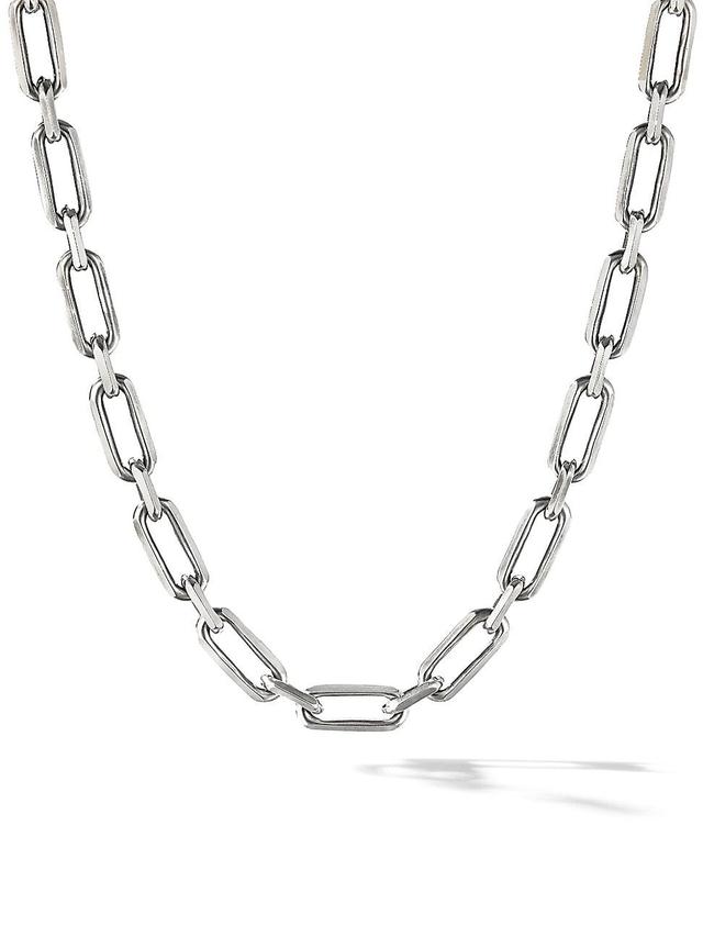 Mens Sterling Silver Elongated Open Link Chain Necklace Product Image