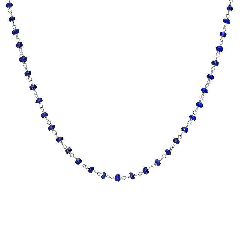 Gemistry Sterling Silver Lapis Lazuli Beaded Necklace, Womens Product Image