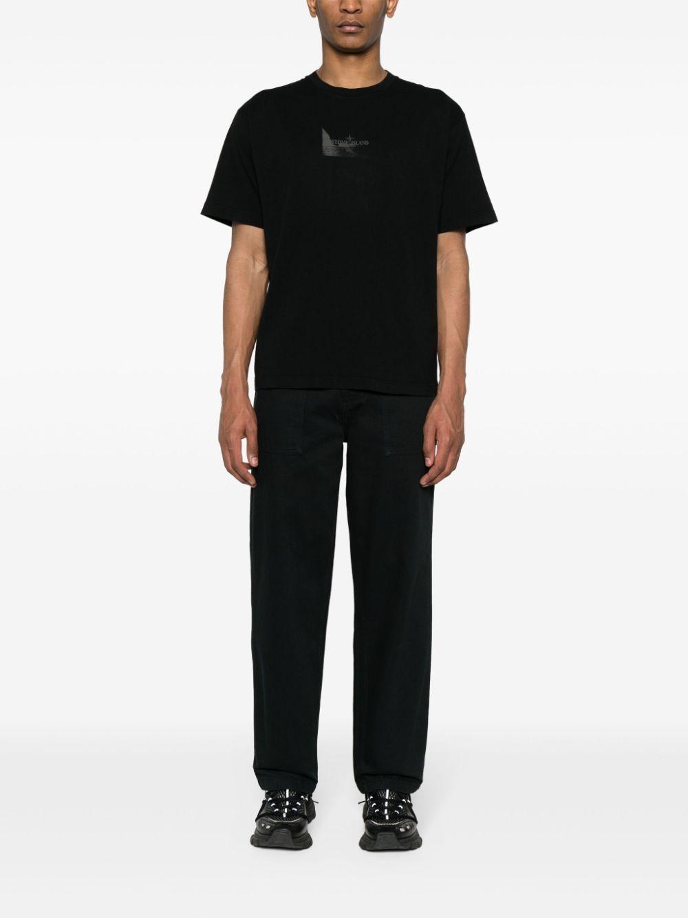 STONE ISLAND Logo-print Cotton T-shirt In Black Product Image