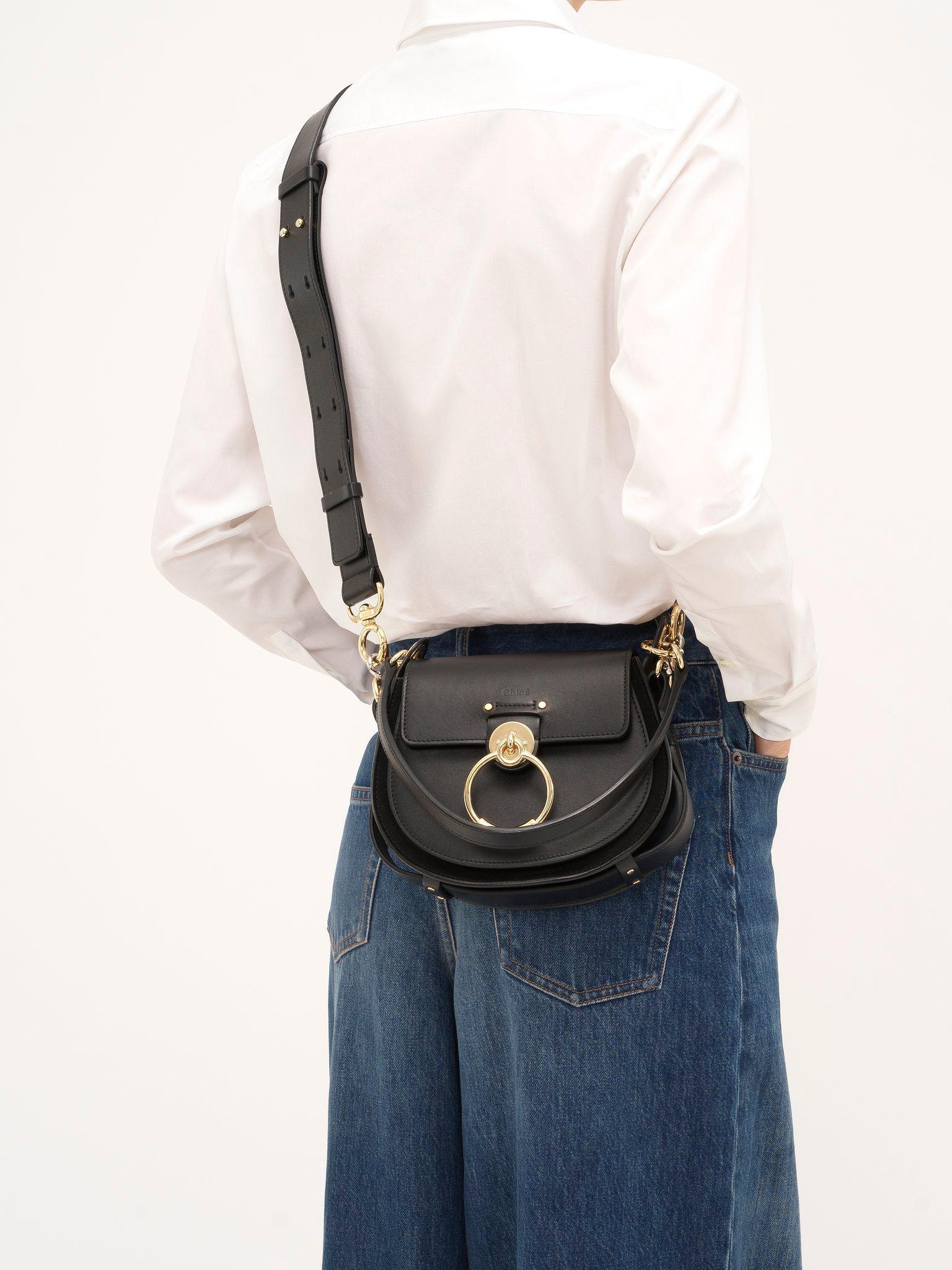 Small Tess bag in shiny & suede leather Product Image