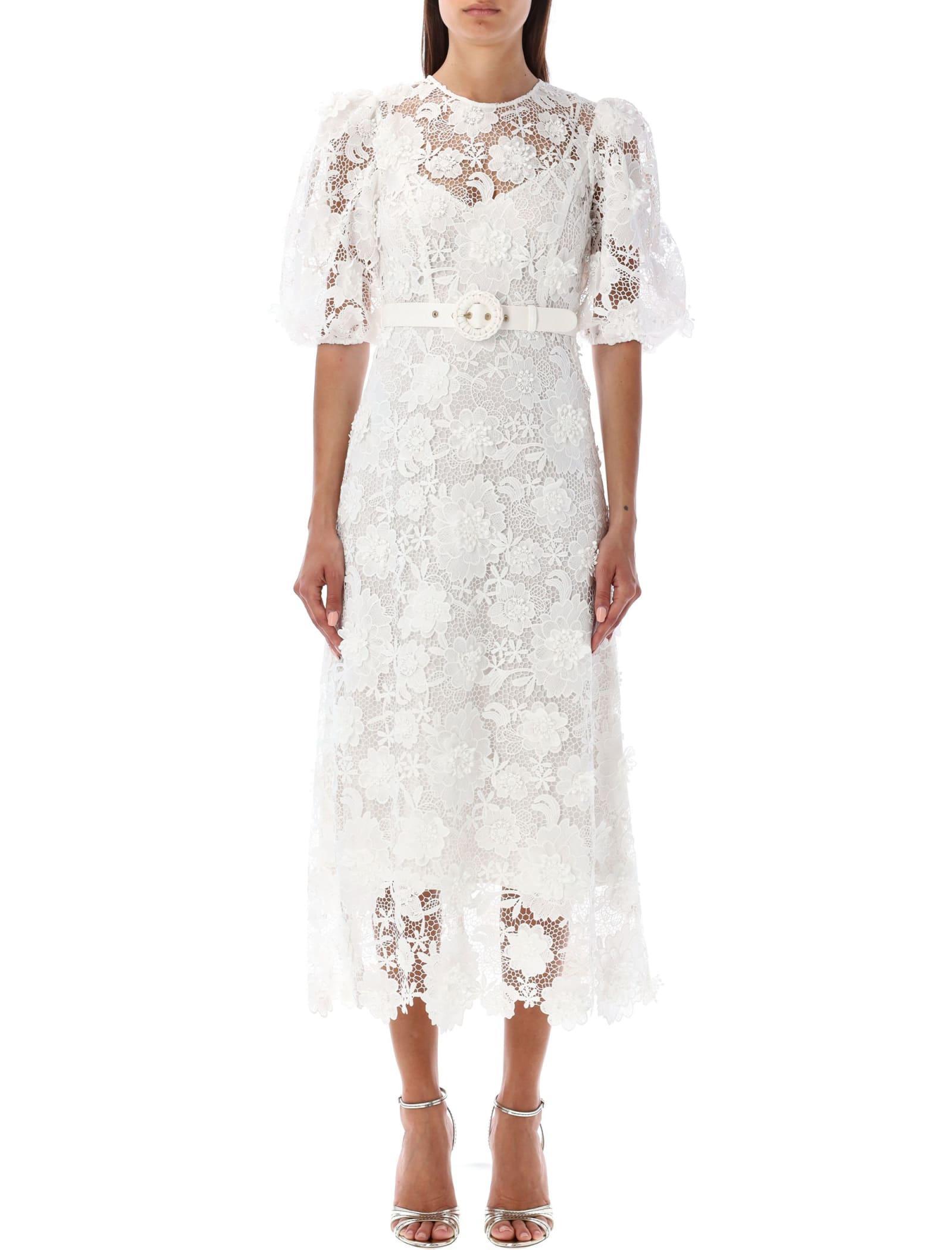 ZIMMERMANN Halliday Lace Flower Dress In Ivory Product Image