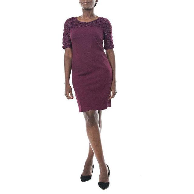 Womens Nina Leonard Elbow Sleeve Sheath Dress Crisp Pink Product Image