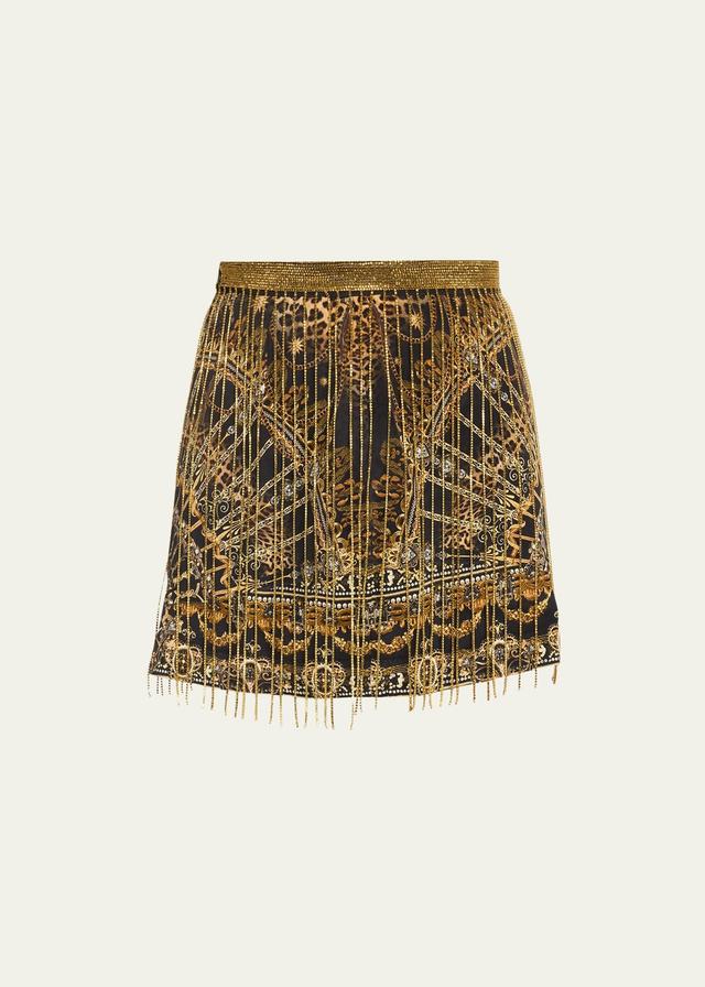 Womens Trompe-Lil Crystal-Embellished Silk Miniskirt Product Image