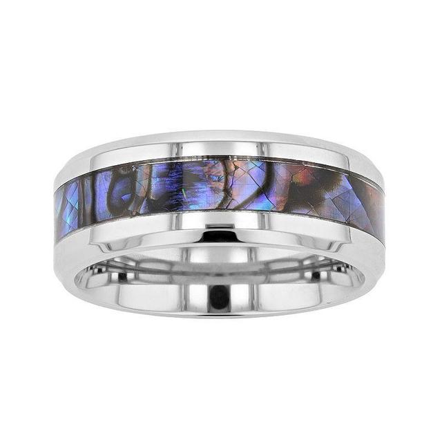 Mens Stainless Steel Abalone Inlay Ring Product Image