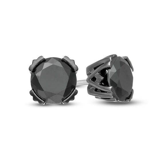 Vera Wang Men 2 CT. T.w. Black Diamond Solitaire Stud Earrings in Sterling Silver with Black Ruthenium Product Image