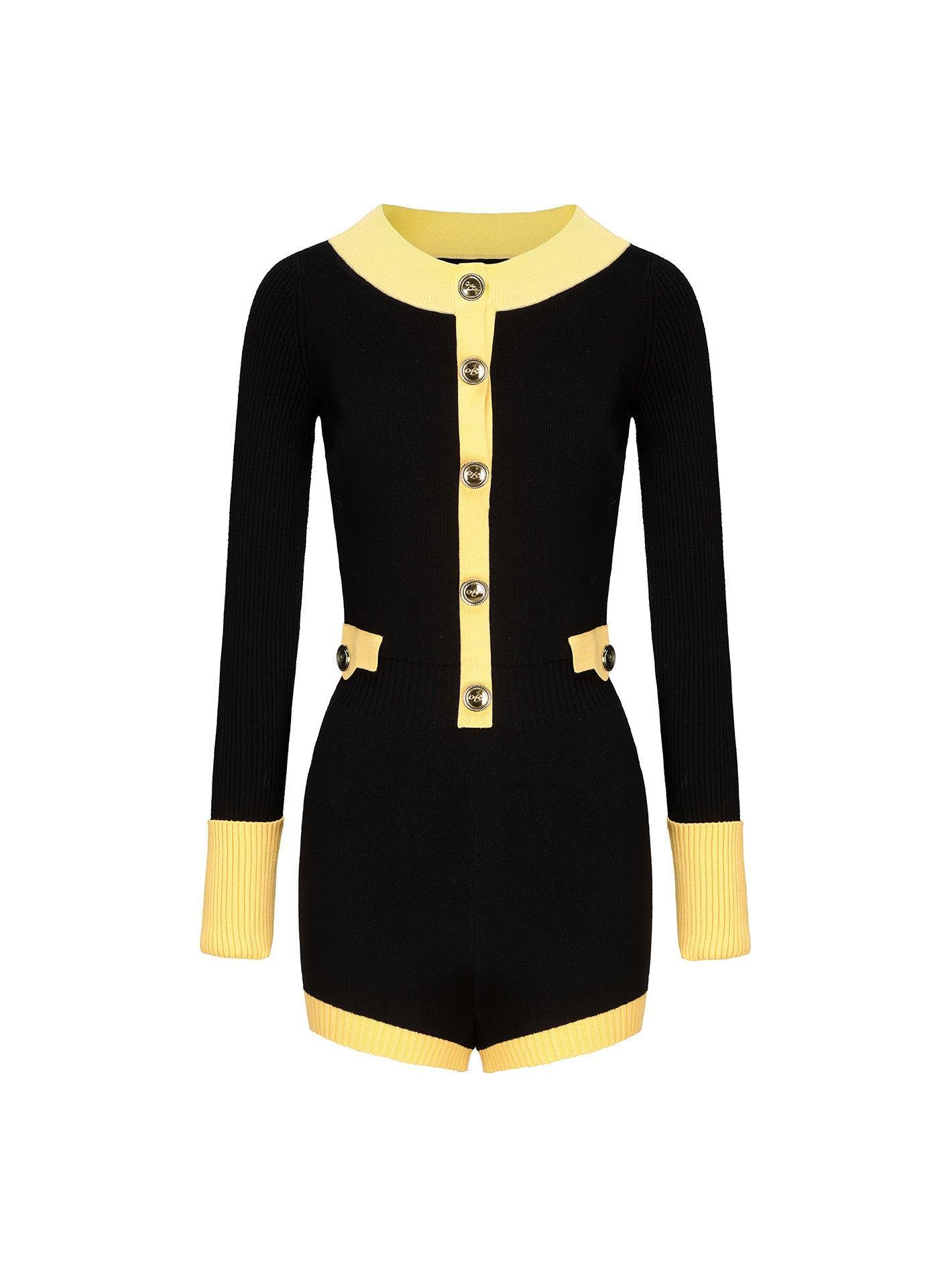 Matilda Knit Jumpsuit (Black & Yellow) Product Image