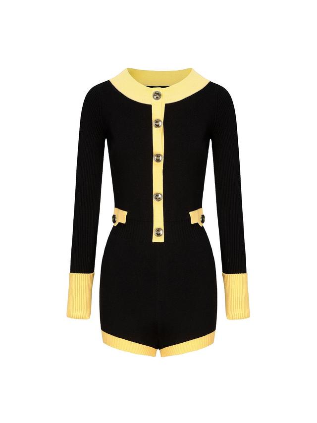 Matilda Knit Jumpsuit (Black & Yellow) Product Image