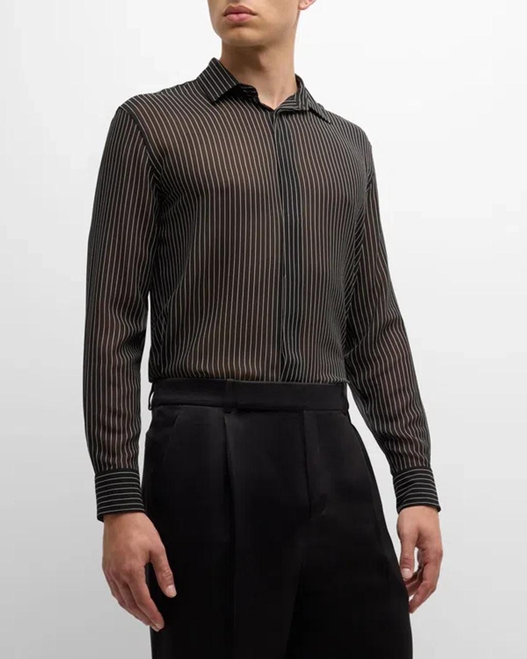 Mens Georgette Pinstripe Shirt Product Image