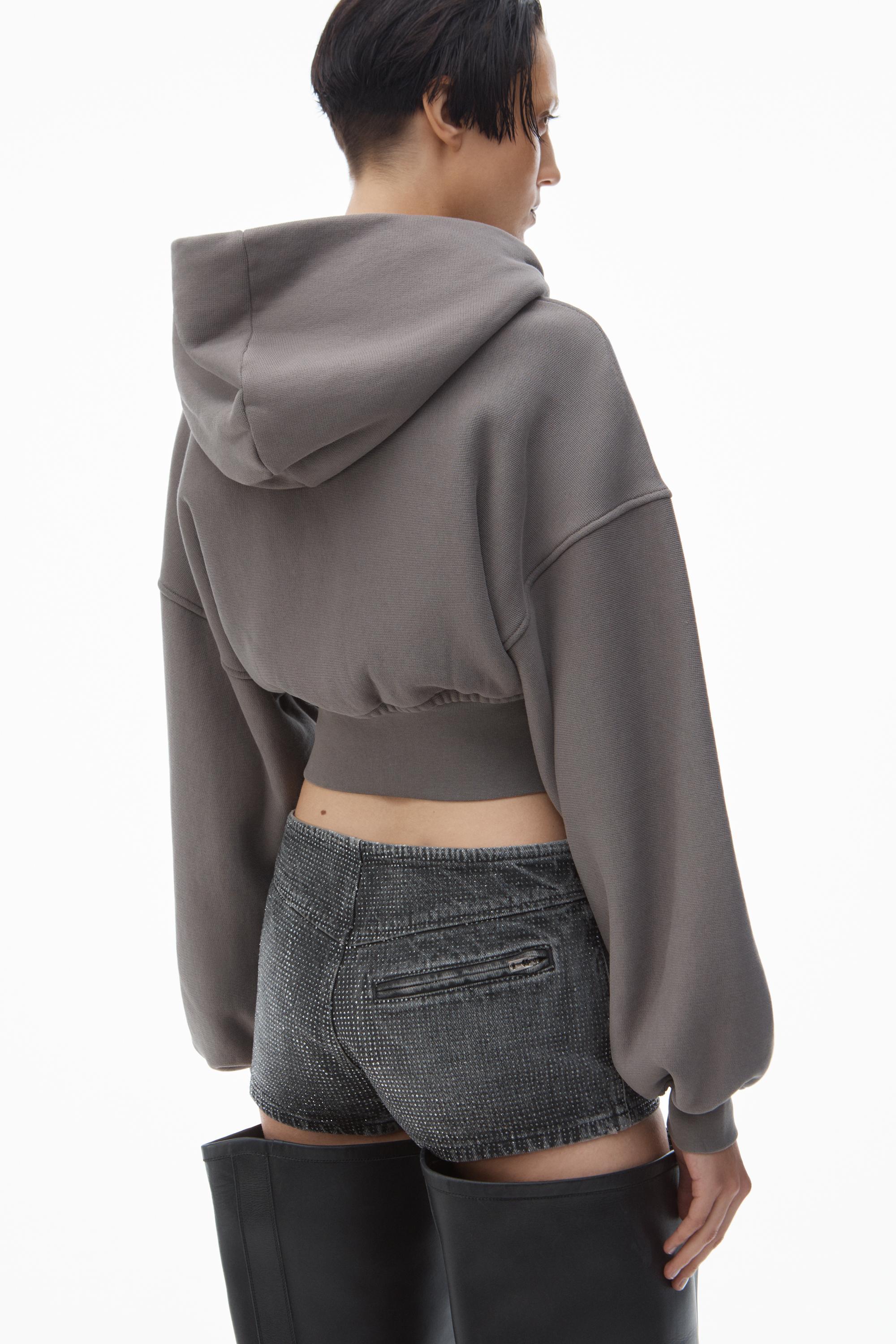 Cropped Zip Up Hoodie In Classic Cotton Terry Product Image