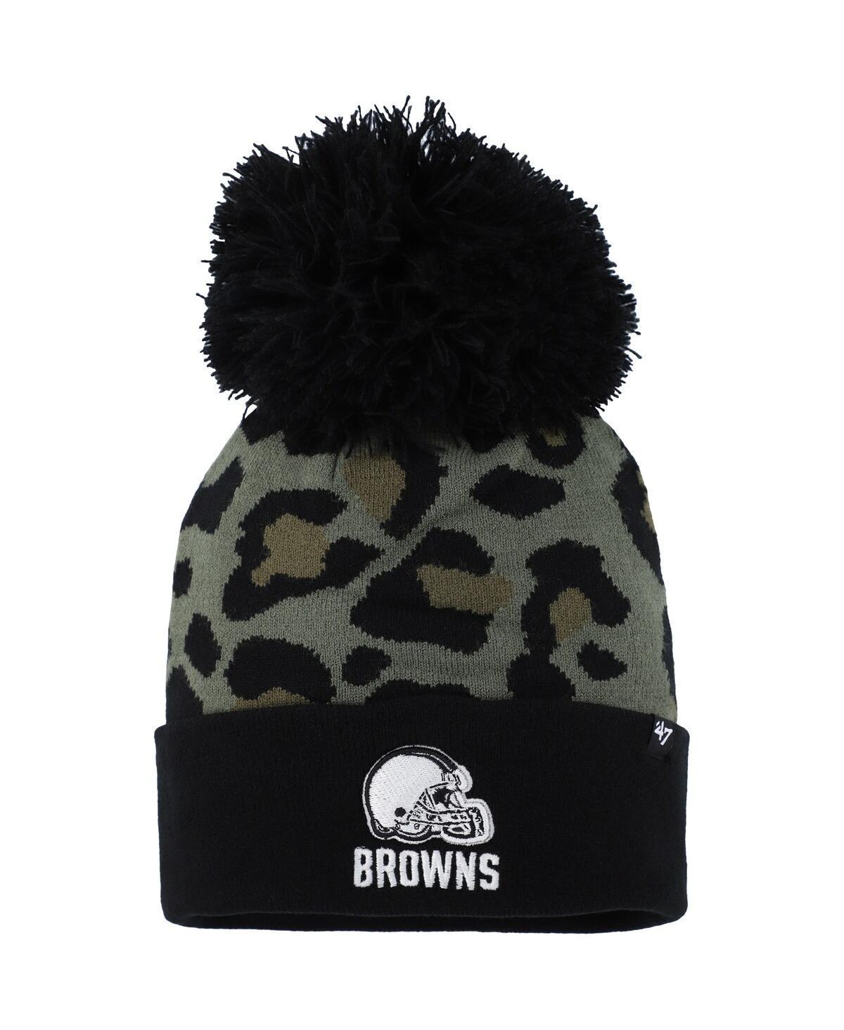 Womens 47 /Black Cleveland Browns Bagheera Cuffed Knit Hat with Pom Product Image