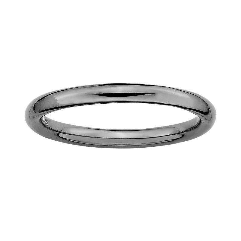 Stacks & Stones Ruthenium-Plated Sterling Silver Stack Ring, Womens Black Product Image