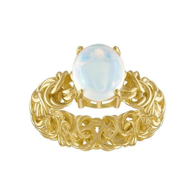 Tiara 14k Gold Over Silver White Opal Byzantine Ring, Womens Gold Tone Product Image