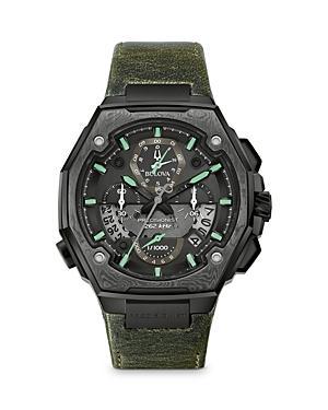 Men's Special Edition Bulova Precisionist X 10th Anniversary Black IP Chronograph Strap Watch (Model: 98B355) Product Image