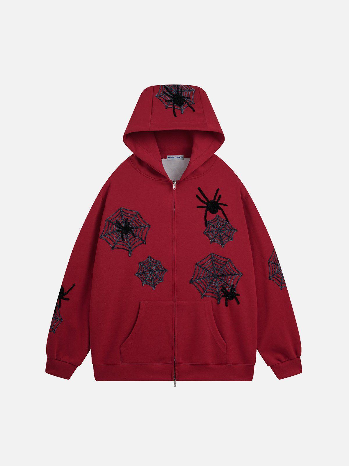 Aelfric Eden 3D Embroidery Spider Zip Up Hoodie Product Image