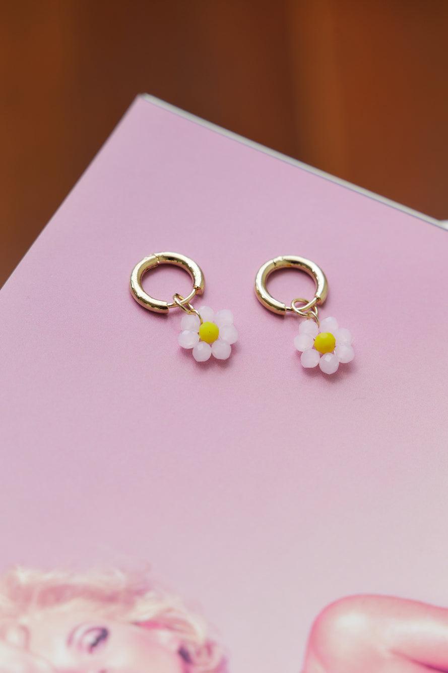 14K Gold Plated Cute As A Daisy Earrings Light Pink Product Image