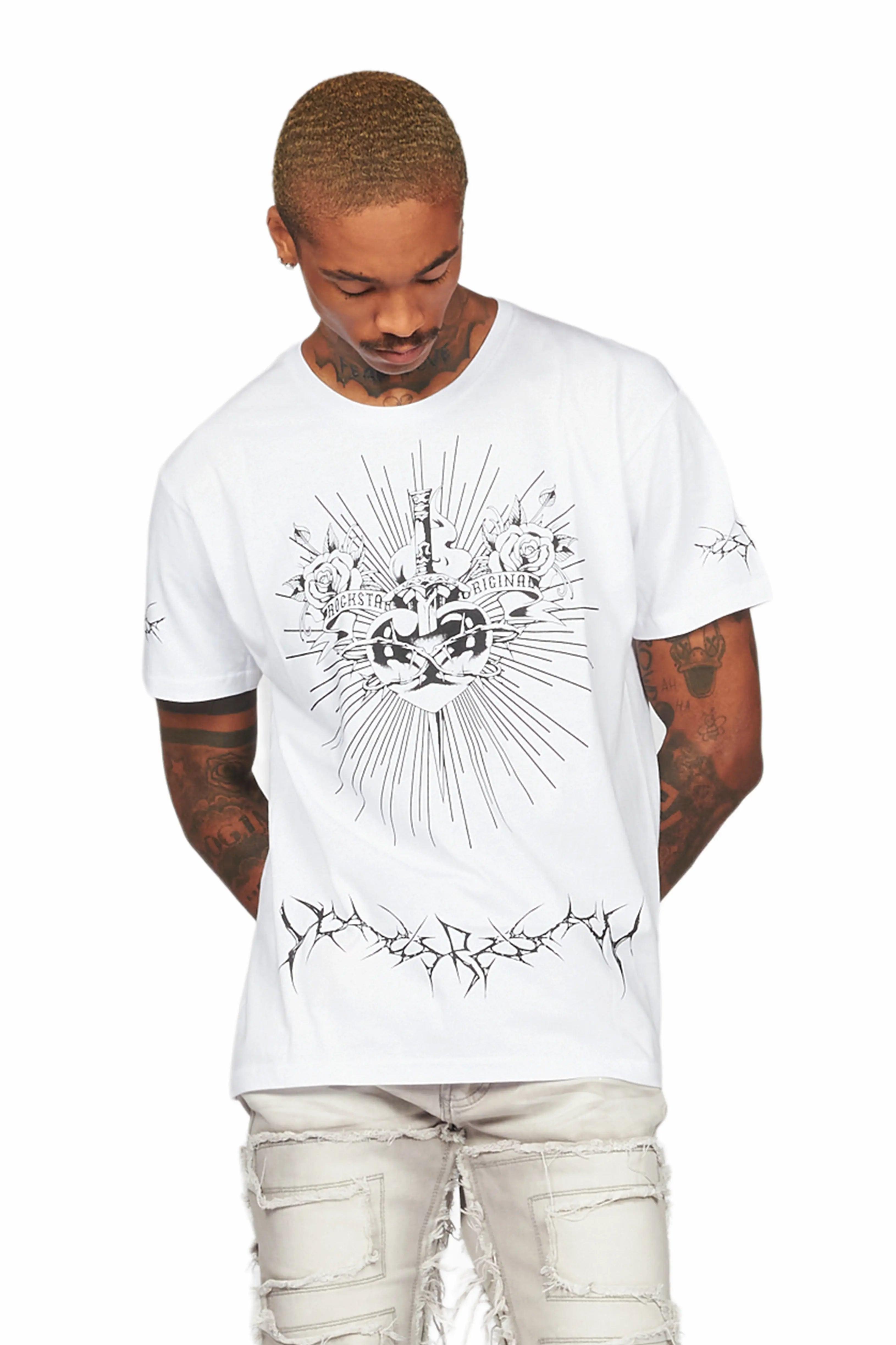 Leander White/Black Graphic T-Shirt Male Product Image