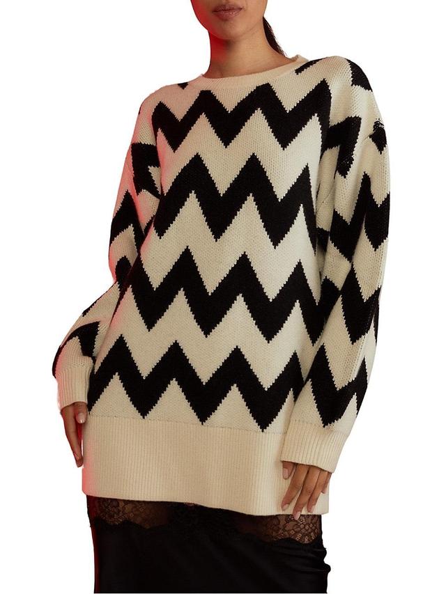 Womens Chevron Intarsia-Knit Sweater Product Image