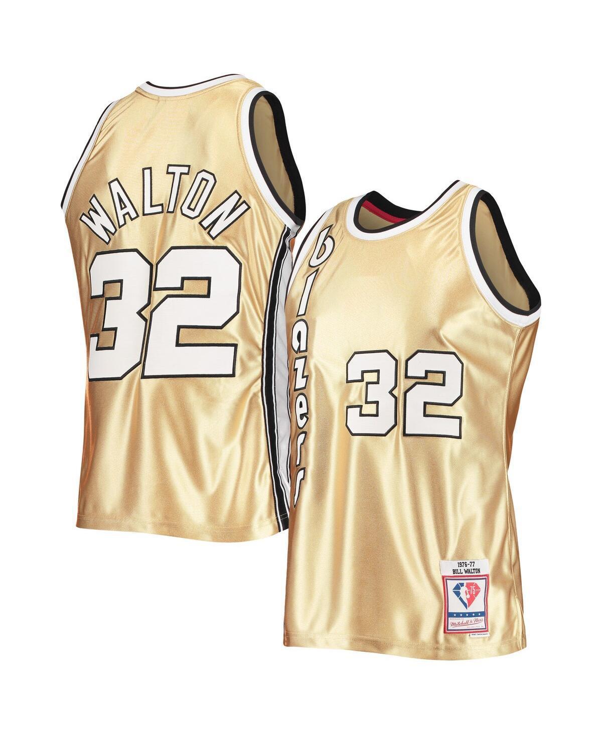 Mens Mitchell & Ness Bill Walton Gold Portland Trail Blazers 75th Anniversary 1976-77 Hardwood Classics Swingman Jersey - Gold Product Image