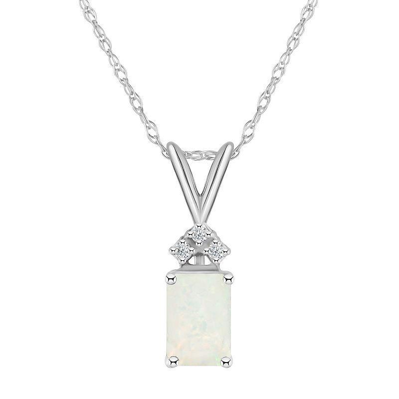 Celebration Gems 14k White Gold Gemstone & Diamond Accent Pendant Necklace, Womens Product Image