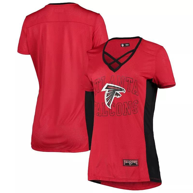 Womens New Era Atlanta Falcons Contrast Inset V-Neck T-Shirt Product Image