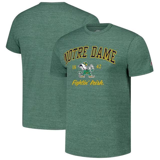 Mens League Collegiate Wear Heather Kelly Notre Dame Fighting Irish Arch Script Victory Falls Tri-Blend T-Shirt Product Image