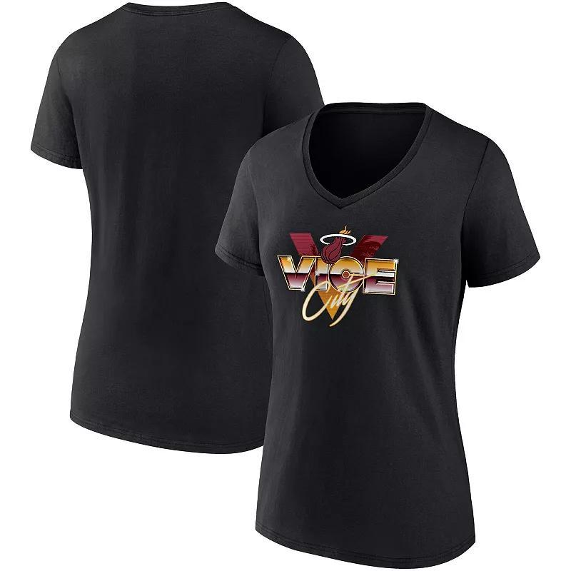 Womens Fanatics Black Miami Heat Hometown Collection Vice City V-Neck T-shirt Product Image