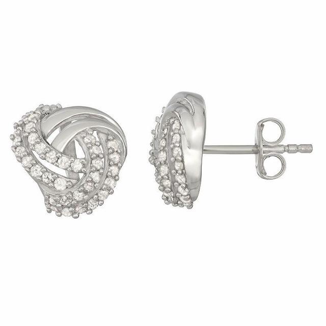 HDI Sterling Silver 1/2 Carat T.W. Diamond Knotted Stud Earrings, Womens Product Image