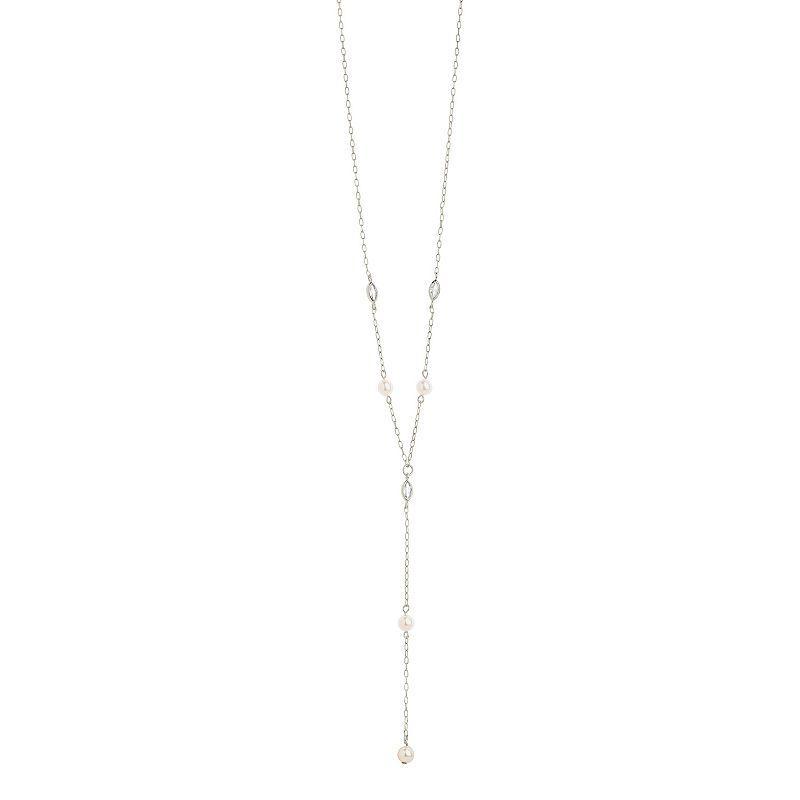 MC Collective Cubic Zirconia & Freshwater Cultured Pearl Tyra Lariat Necklace, Womens, Silver Tone Product Image