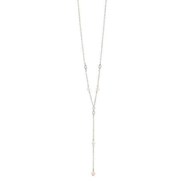 MC Collective Cubic Zirconia & Freshwater Cultured Pearl Tyra Lariat Necklace, Womens, Silver Tone Product Image