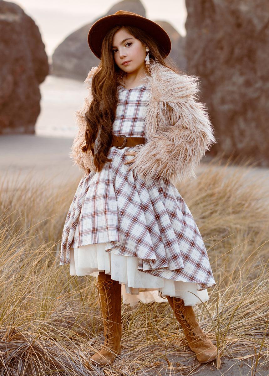 Lezah Dress in Cream Plaid Product Image