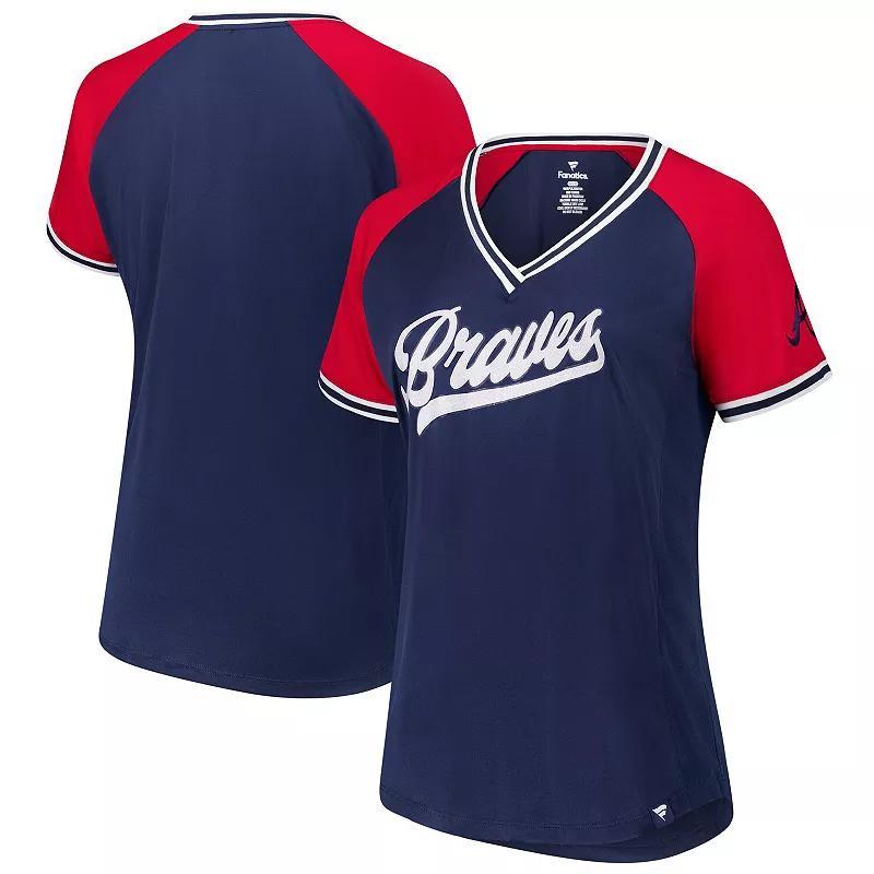 Womens Profile Atlanta Braves Plus Size Crossover V-Neck T-Shirt Blue Product Image