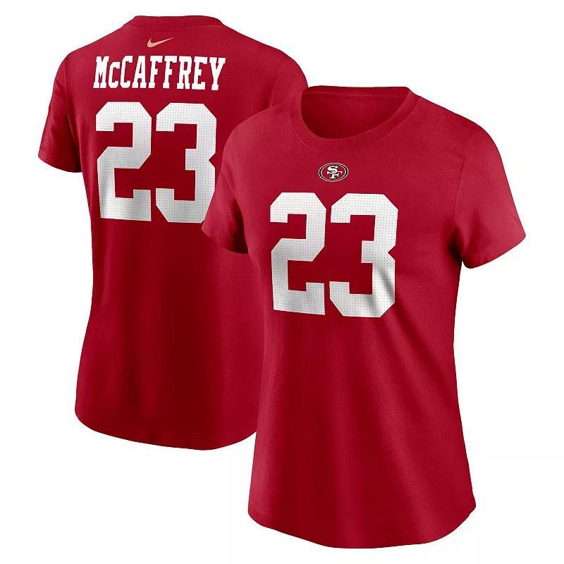 Womens Nike Christian McCaffrey Scarlet San Francisco 49ers Player Name & Number T-Shirt Product Image