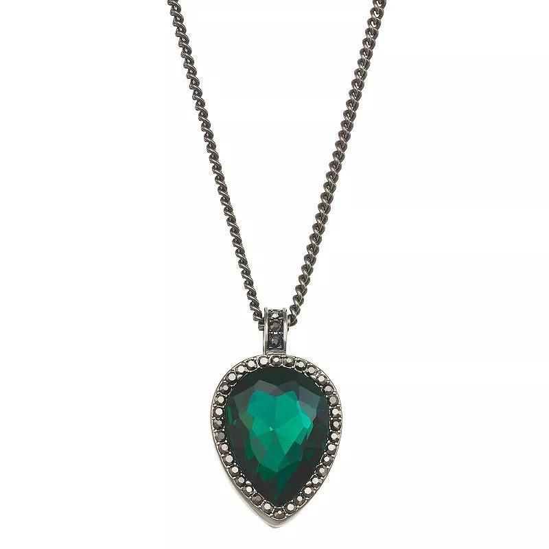 Simply Vera Vera Wang Jet Green Stone Pendant Necklace, Womens Product Image