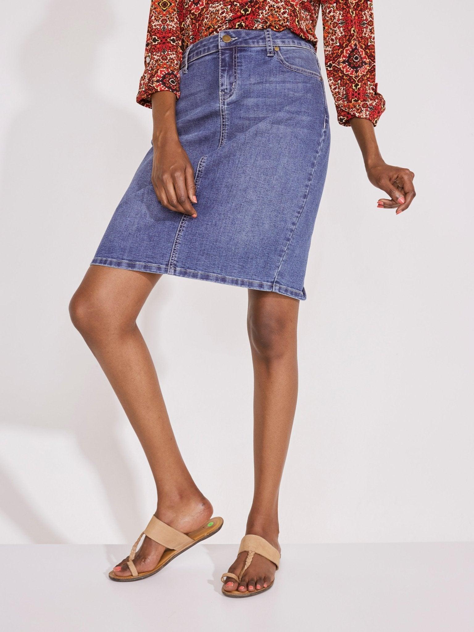 Westport Signature Denim Skirt with Back Slit Product Image