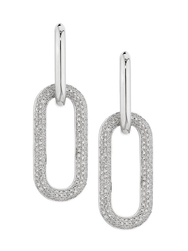 Womens Paper Clip 14K White Gold & 0.71 TCW Diamond Drop Earrings Product Image