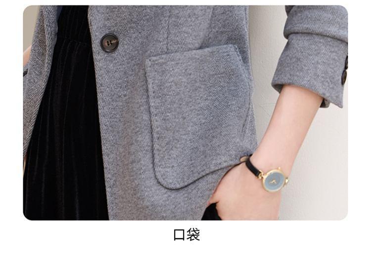 Lapel Collar Plain Single Button Blazer Product Image