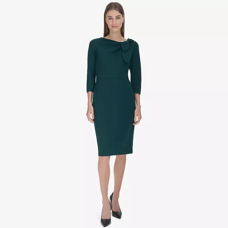 Womens Andrew Marc Elbow Sleeve Neck Tie Sheath Dress Product Image