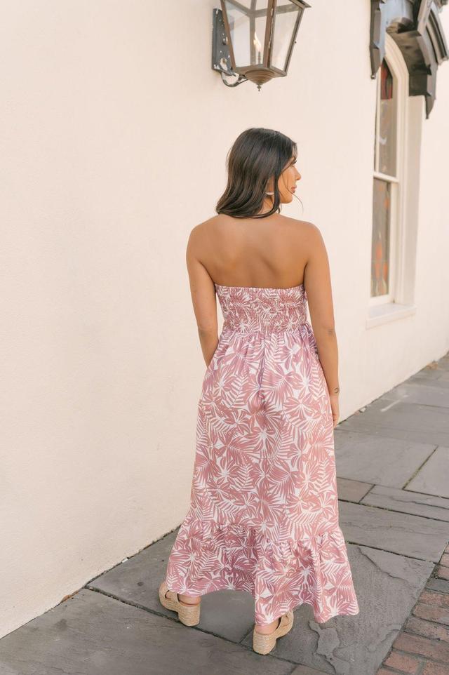 Mauve Floral Print Strapless Maxi Dress - FINAL SALE Product Image